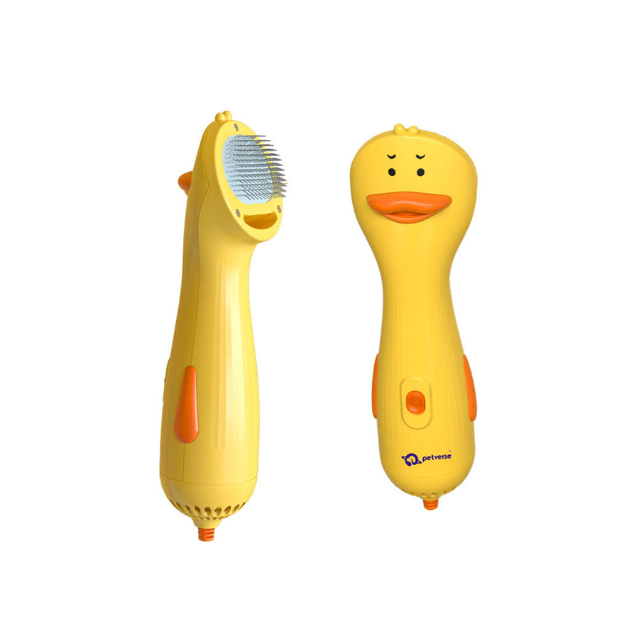 Handheld 2‑in‑1 pet hair dryer brush tool for grooming and drying dog and cat fur
