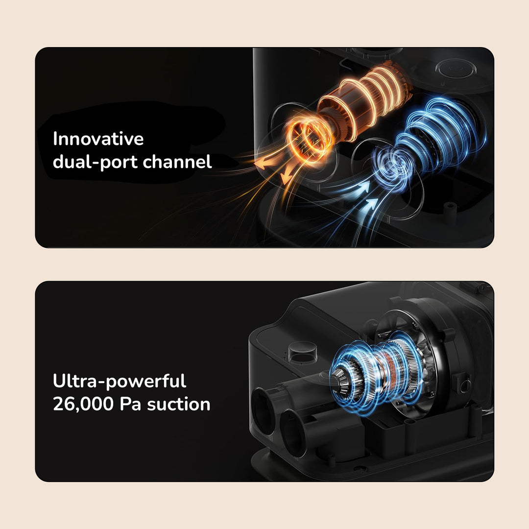 Innovative dual-port channel with ultra-powerful suction feature.