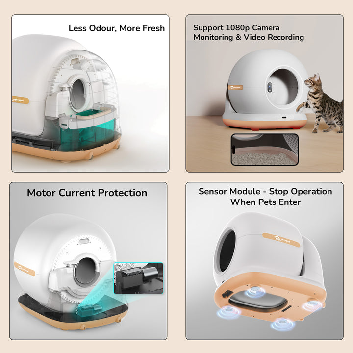 Odor-free and 10 days free scooping Cat Litter Box