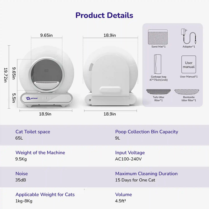 Graphic showing compatible cat litter types for an automatic litter box with tofu, mixed, bentonite, and mineral litter samples
