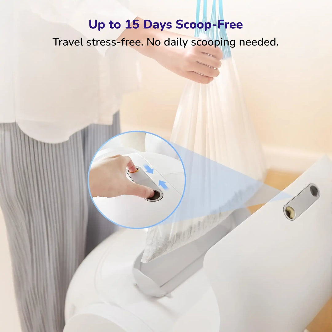 Up to 15 Days Scoop-Free and Travel stress-free. No daily scooping needed.'
