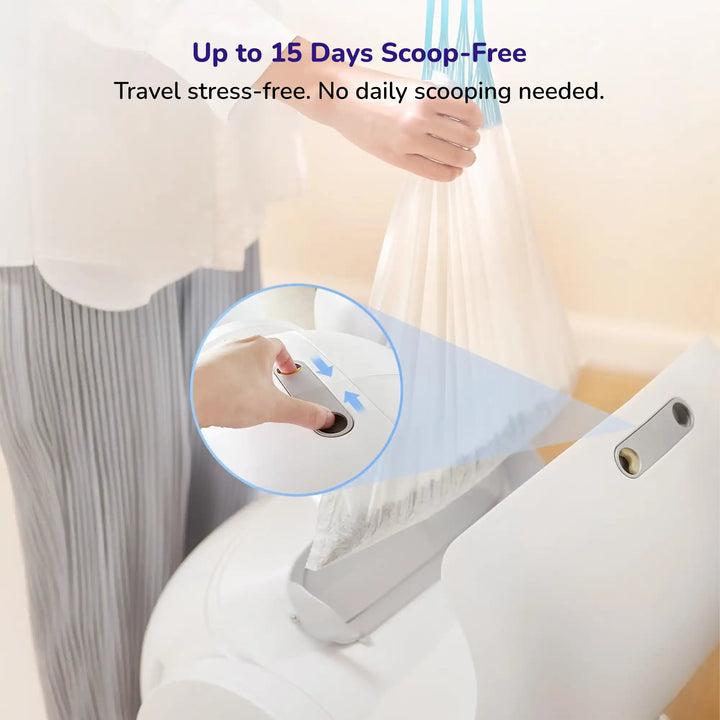 Up to 15 Days Scoop-Free and Travel stress-free. No daily scooping needed.'