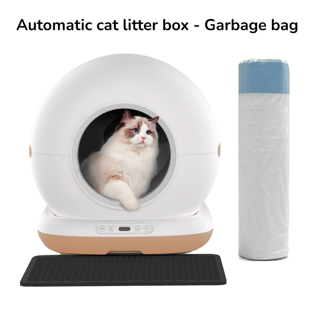 Durable garbage bag designed for easy disposal of cat litter box waste.