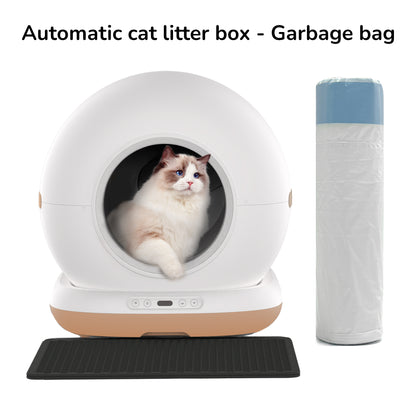 Durable garbage bag designed for easy disposal of cat litter box waste.
