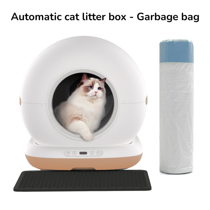 Durable garbage bag designed for easy disposal of cat litter box waste.