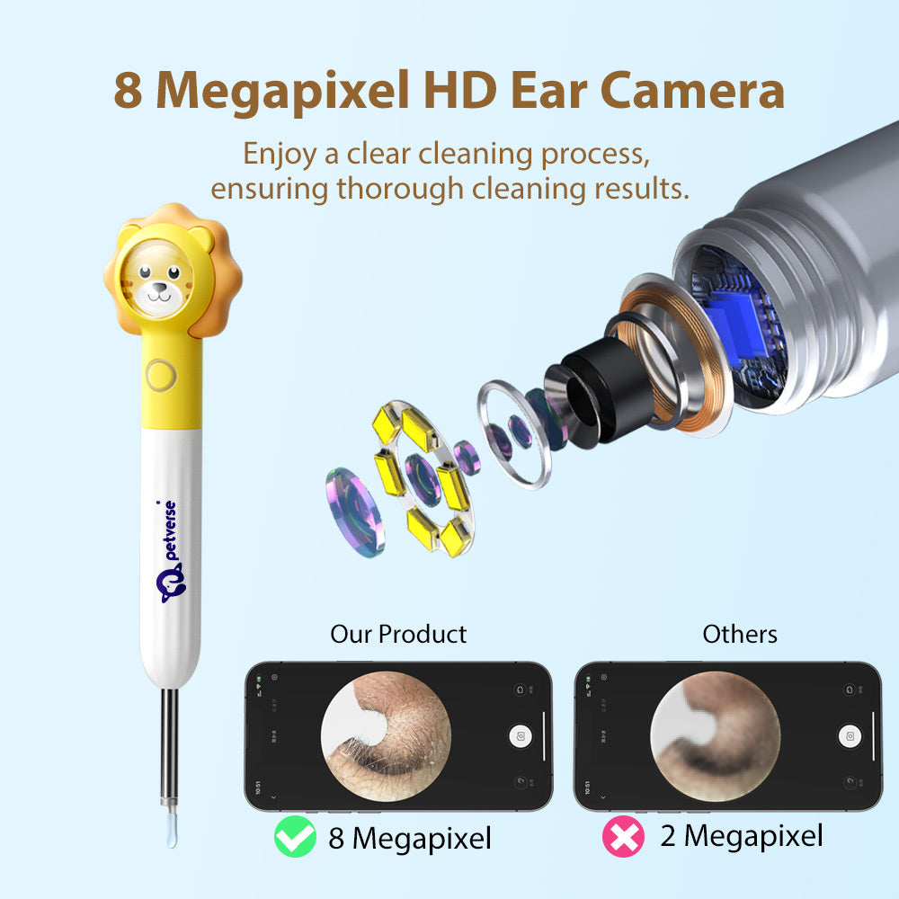 Smart Visual Pet Ear Cleaner with 8 megapixel HD Camera for Cats by Petverse