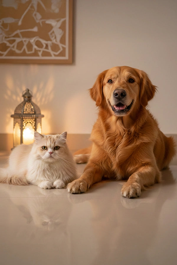 happy pets enjoying time at home