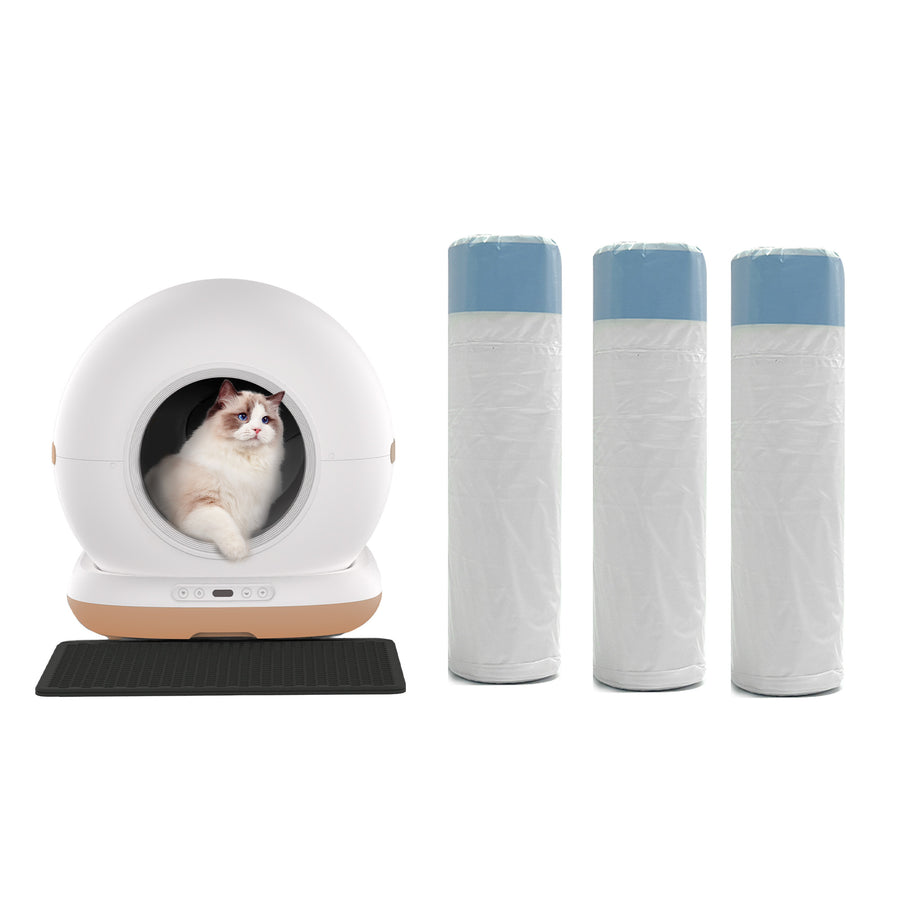 Durable garbage bag designed for easy disposal of cat litter box waste.