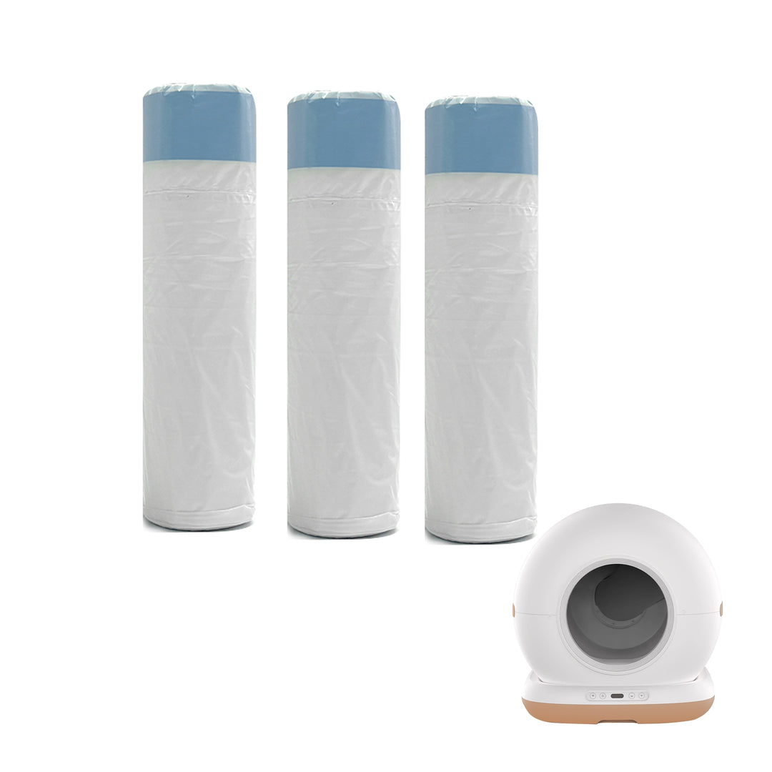 Durable garbage bag designed for easy disposal of cat litter box waste.