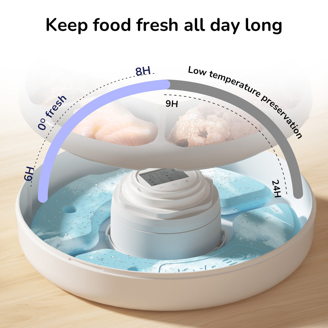 Food preservation device with temperature display.