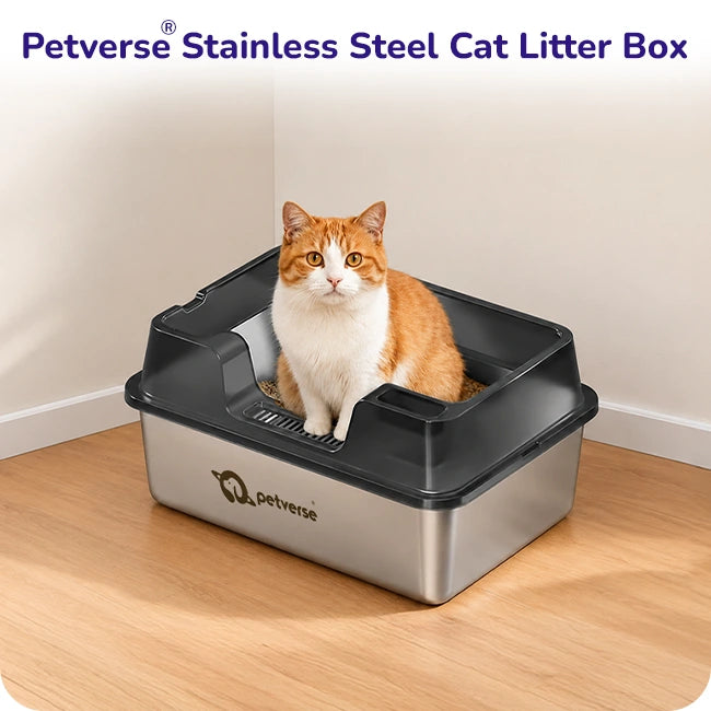 Stainless steel cat litter box feature highlight