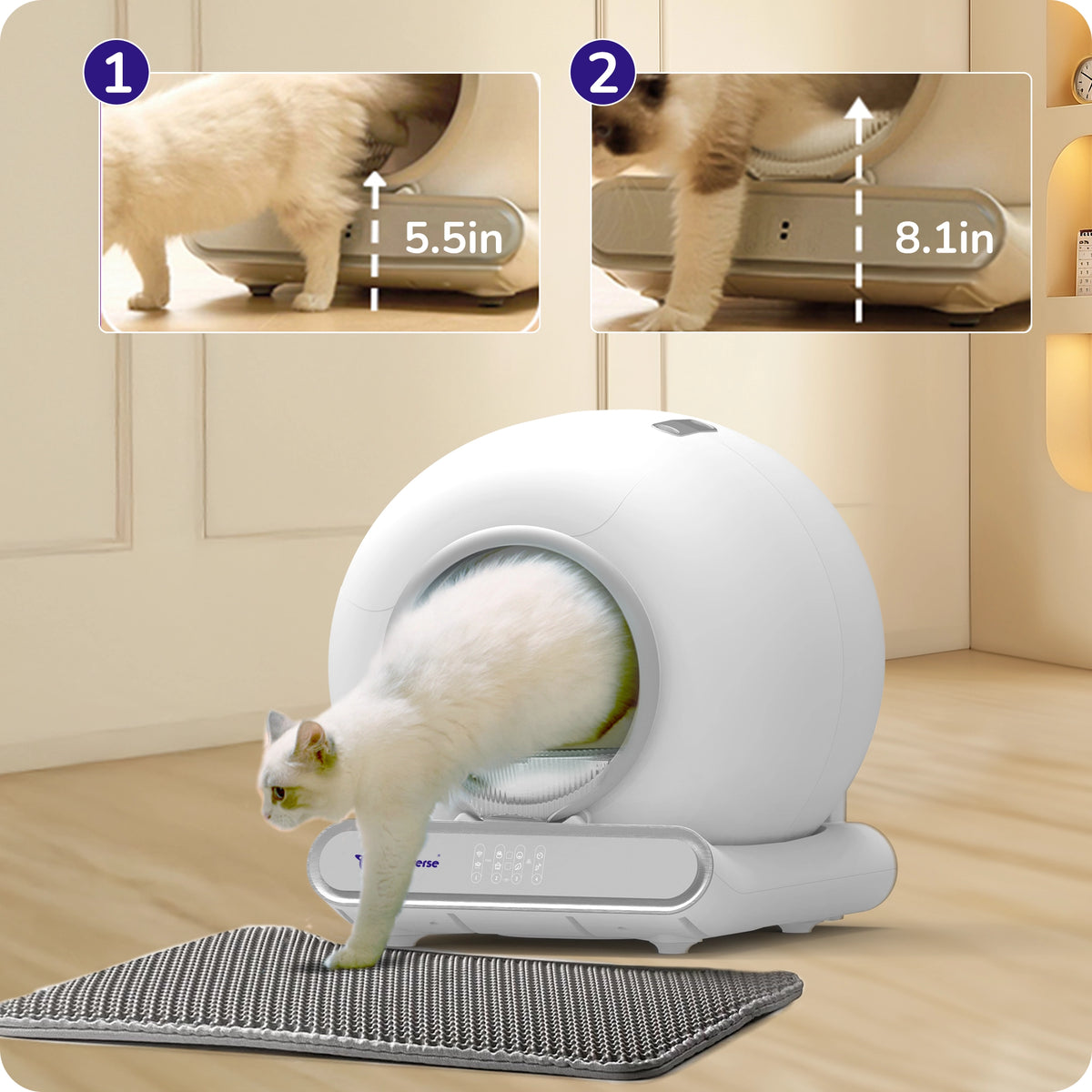 Multi-cat capacity self-cleaning litter box