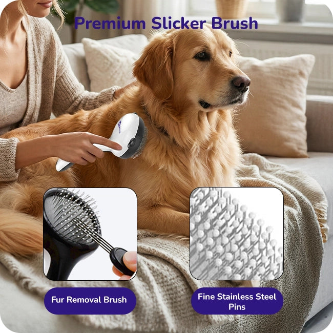 Premium Slicker Brush for pets with fine bristles