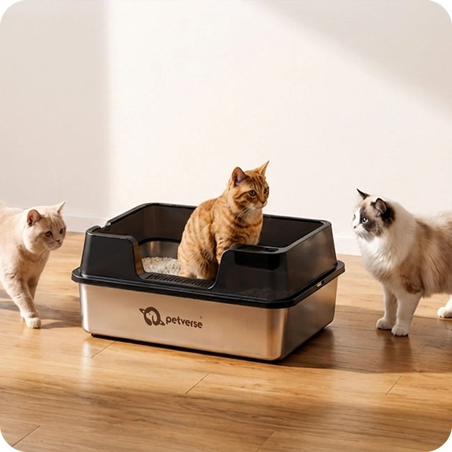 Stainless steel cat litter box easy clean design