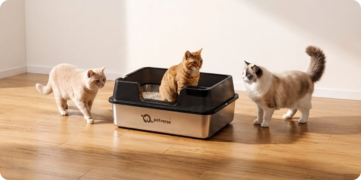 Stainless steel cat litter box assembled product 