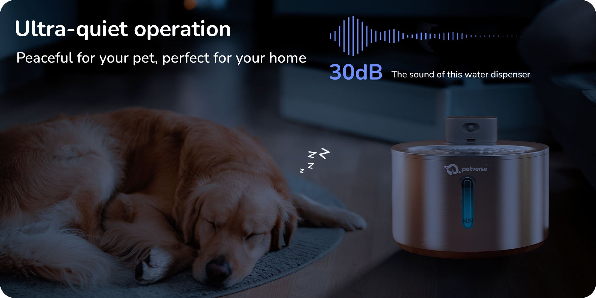 Pet water dispenser with ultra quiet operation