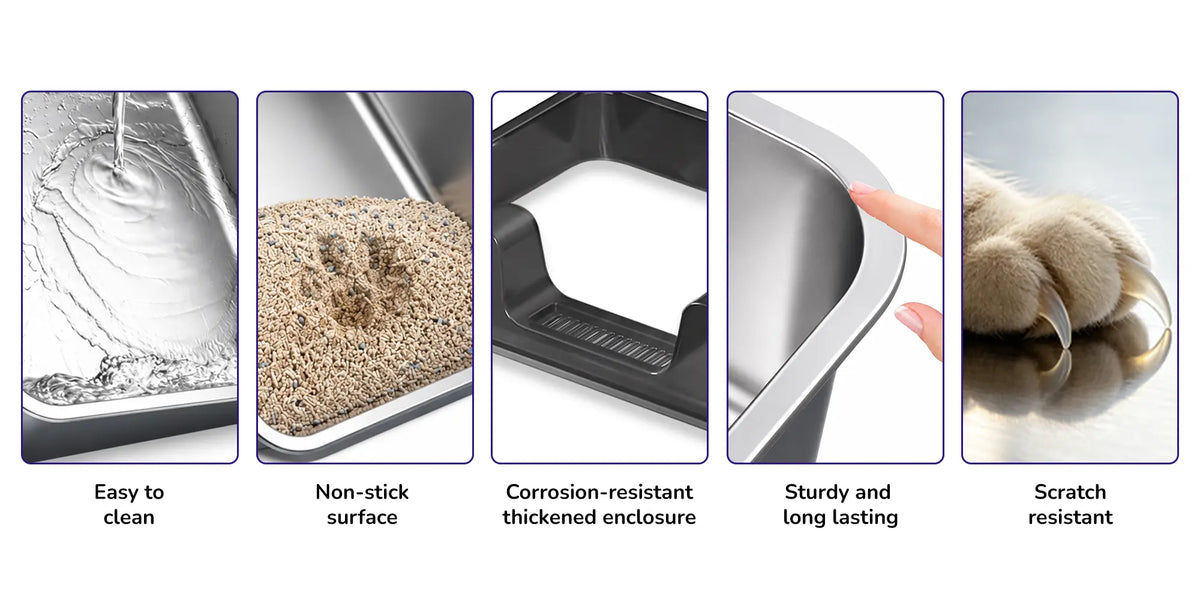 Stainless steel cat litter box center opening 