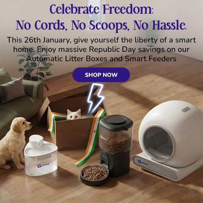 Festive mobile banner with pet silhouettes and Republic Day theme in red, white, and blue celebrating Republic Day at Petverse.