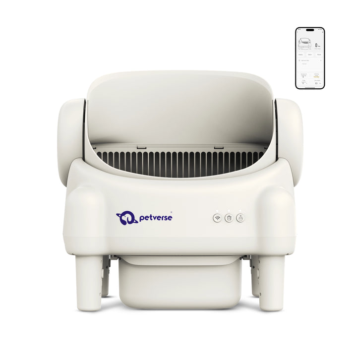 Petverse automatic self-cleaning cat litter box with open top and app control