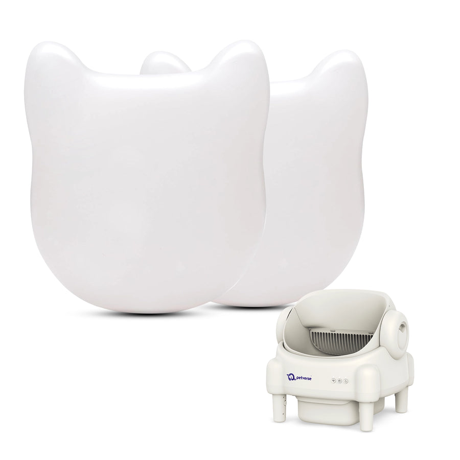 Self‑cleaning odor eliminator device with activated carbon filters shown with fresh scent icons