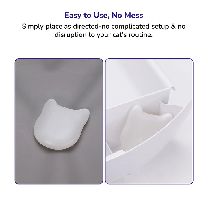 Self‑cleaning odor eliminator with charcoal filters and fresh scent icons on a plain background