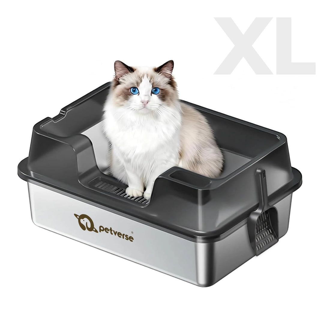 Stainless Steel Cat Litter Box - Size XL – Center Opening
