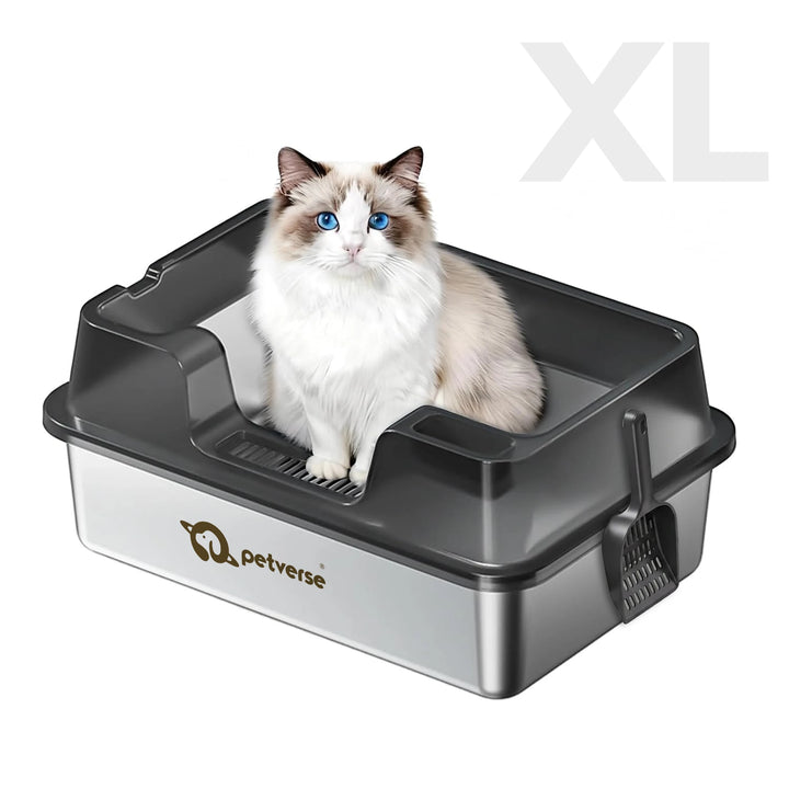 Stainless Steel Cat Litter Box - Size XL – Center Opening
