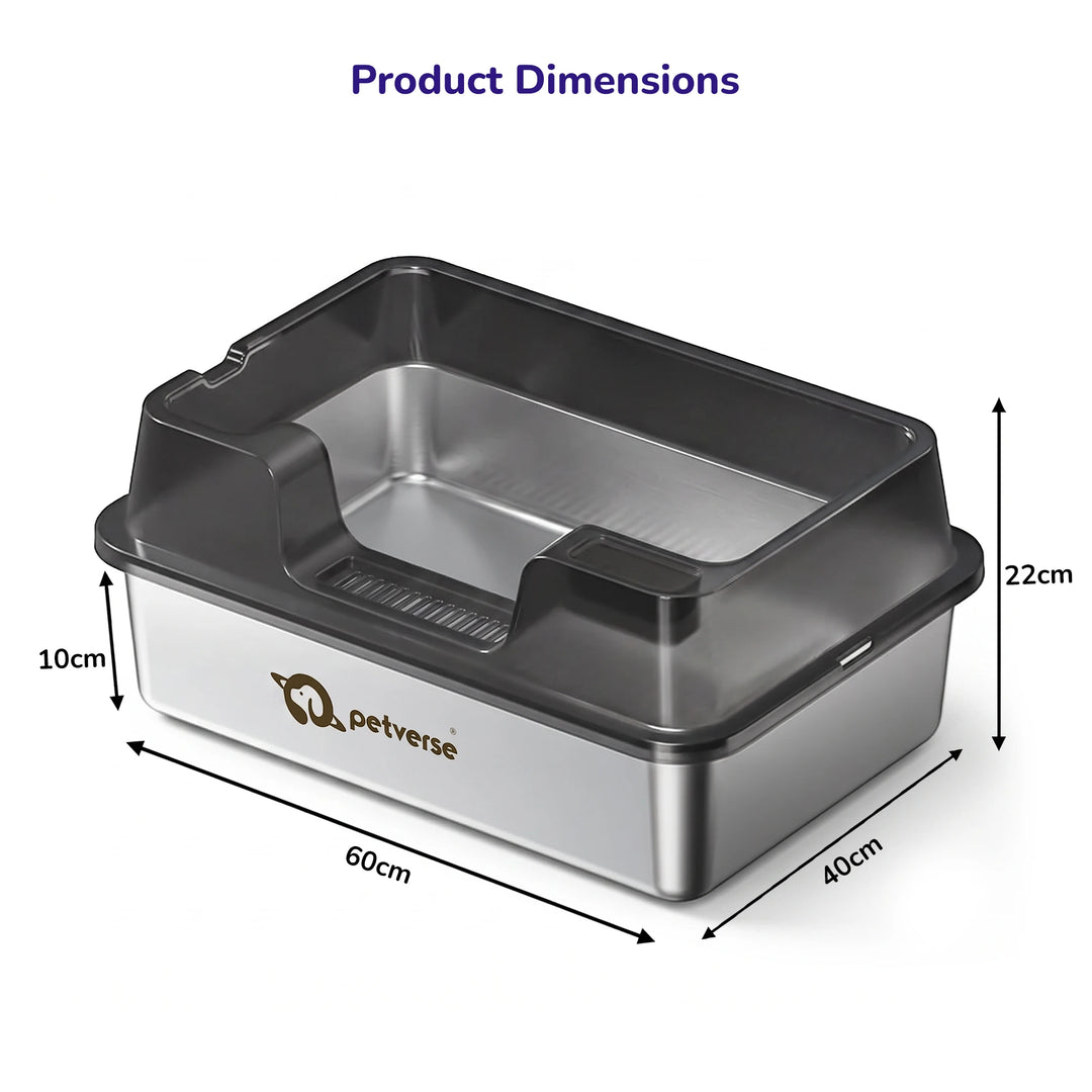Stainless Steel Cat Litter Box - Size XL – Center Opening