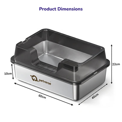 Stainless Steel Cat Litter Box - Size XL – Center Opening