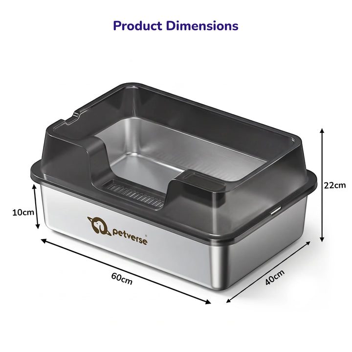 Stainless Steel Cat Litter Box - Size XL – Center Opening