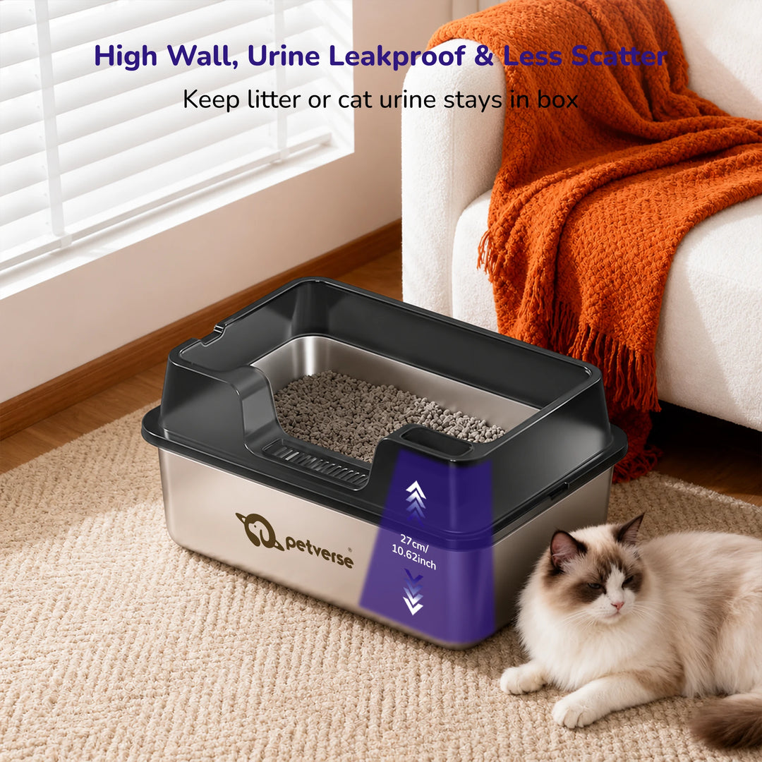 Stainless Steel Cat Litter Box - Size XL – Center Opening