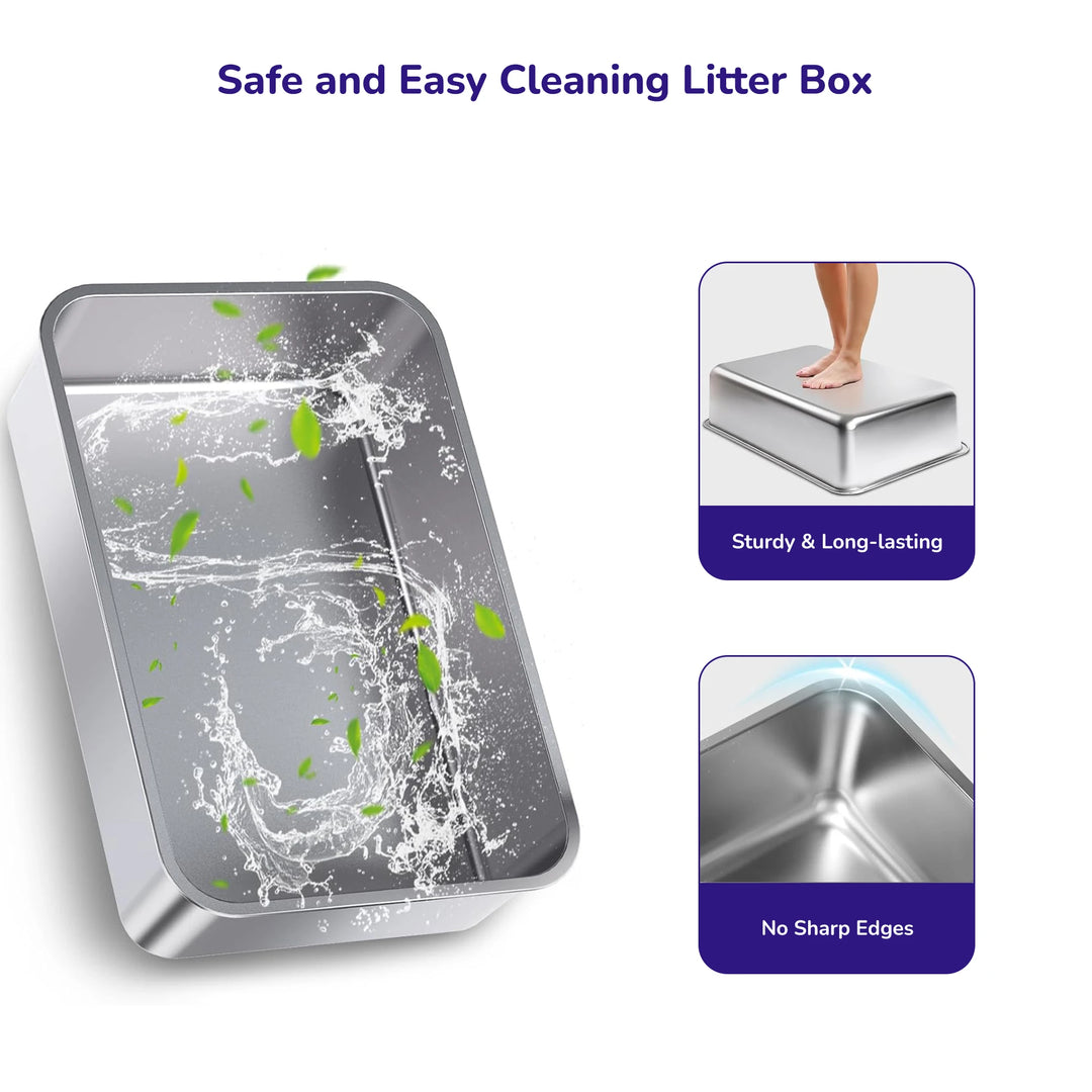 Stainless Steel Cat Litter Box - Size XL – Side Opening