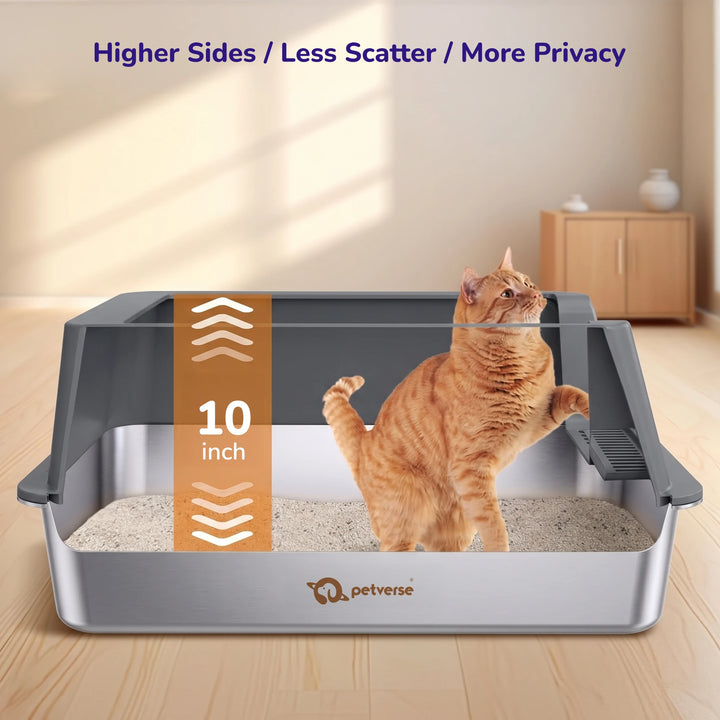 Stainless Steel Cat Litter Box - Size XL – Side Opening