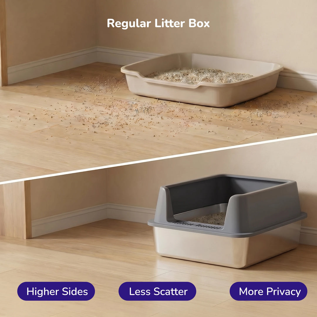 Stainless Steel Cat Litter Box - Size XL – Side Opening