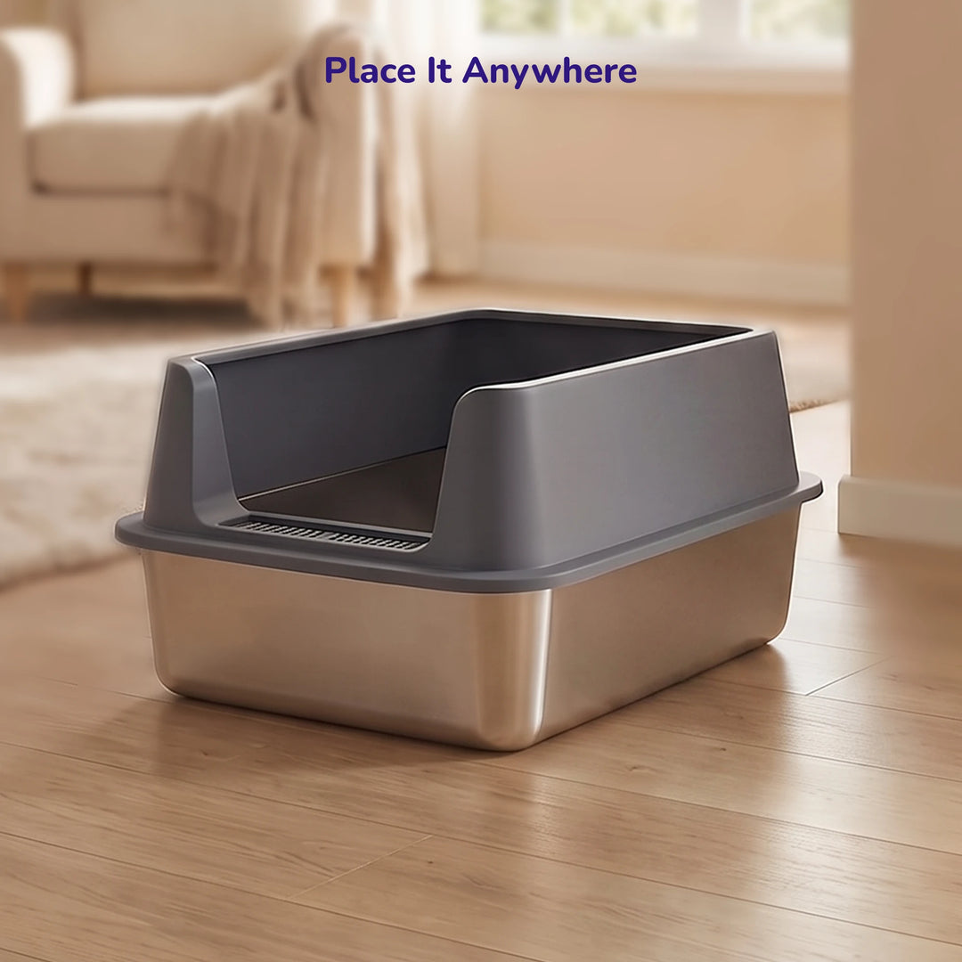Stainless Steel Cat Litter Box - Size XL – Side Opening