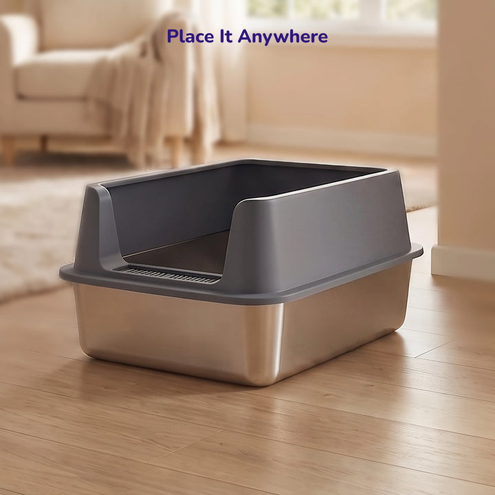 Stainless Steel Cat Litter Box - Size XL – Side Opening