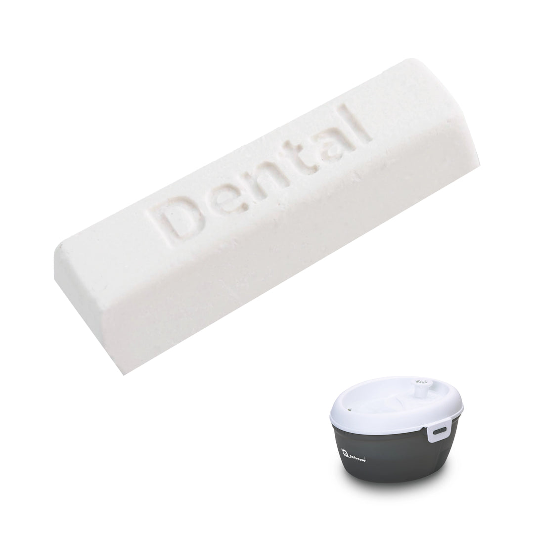 pet water fountain with dental stick for cleaner drinking water and fresher pet oral hygiene