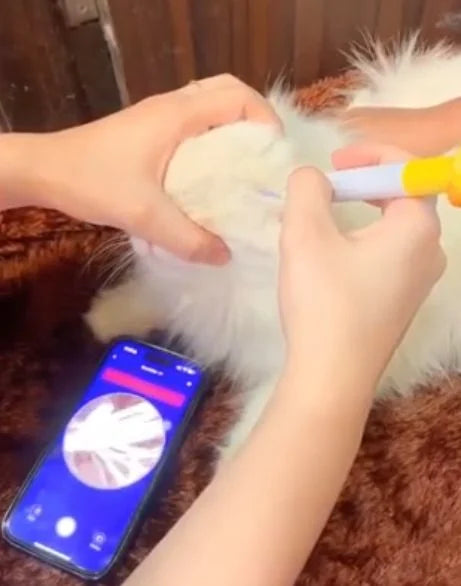 An ear cleaner tool with a soft silicone tip and handle is shown on a white background.