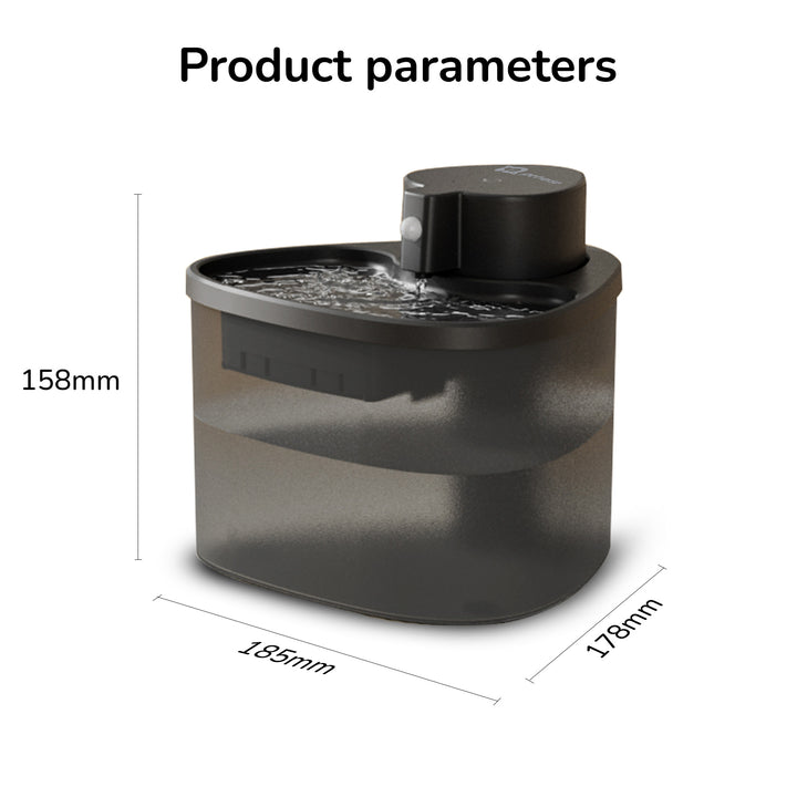 Wireless pet water fountain with smart filtration system for cats and dogs, providing fresh and clean drinking water.
